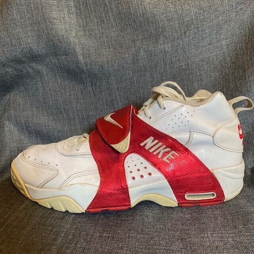 Vintage Nike Air Veer Mens 13 White University Red Strap Shoes Sneakers